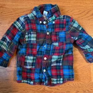 GAP Kids Lined Plaid Parchwork Button Down Shirt